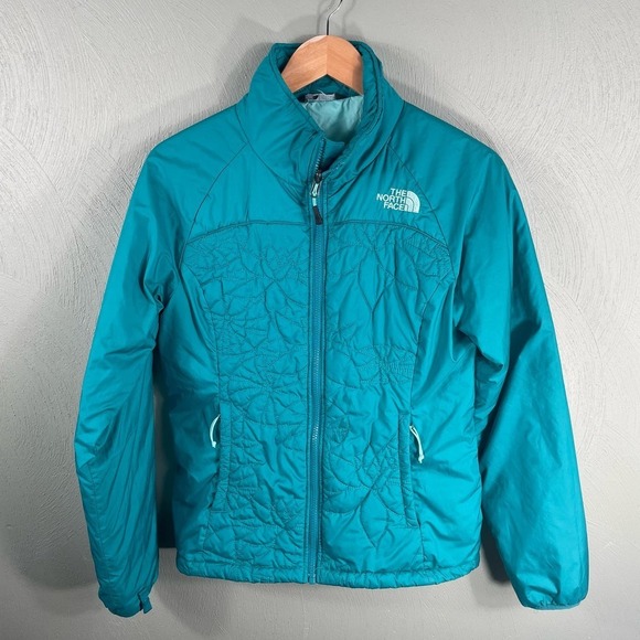 The North Face Puffer Jacket Women's Small Teal Quilted Embroidered - Picture 8 of 10